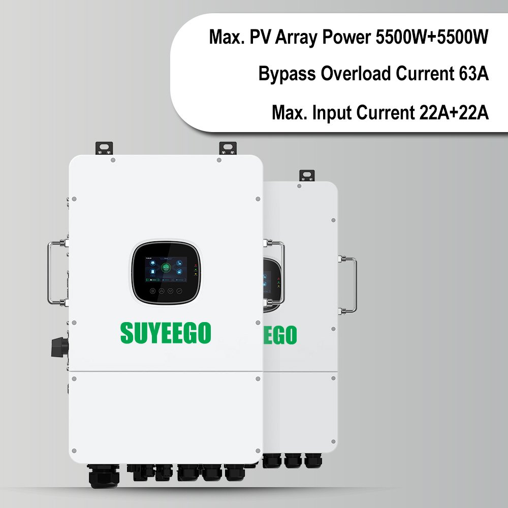 SUYEEGO 6kw 8kw 10kw 12kw IP65 Home Solar System RS485 LCD Display Multiple Safety Approvals Single Parallel Hybrid Inverter