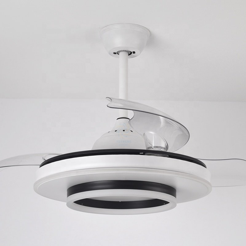 739A New 42-Inch Wave Shaped LED Light Invisible Bladeless Remote Control Fan Decorative DC Motor for Bedroom Ceiling Mount