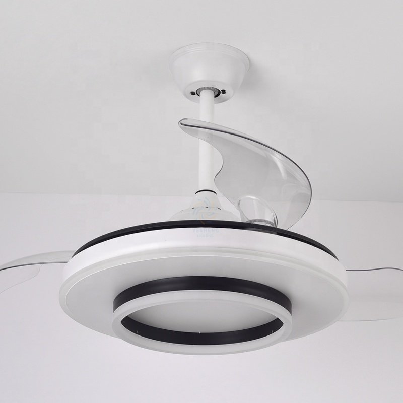 739A New 42-Inch Wave Shaped LED Light Invisible Bladeless Remote Control Fan Decorative DC Motor for Bedroom Ceiling Mount