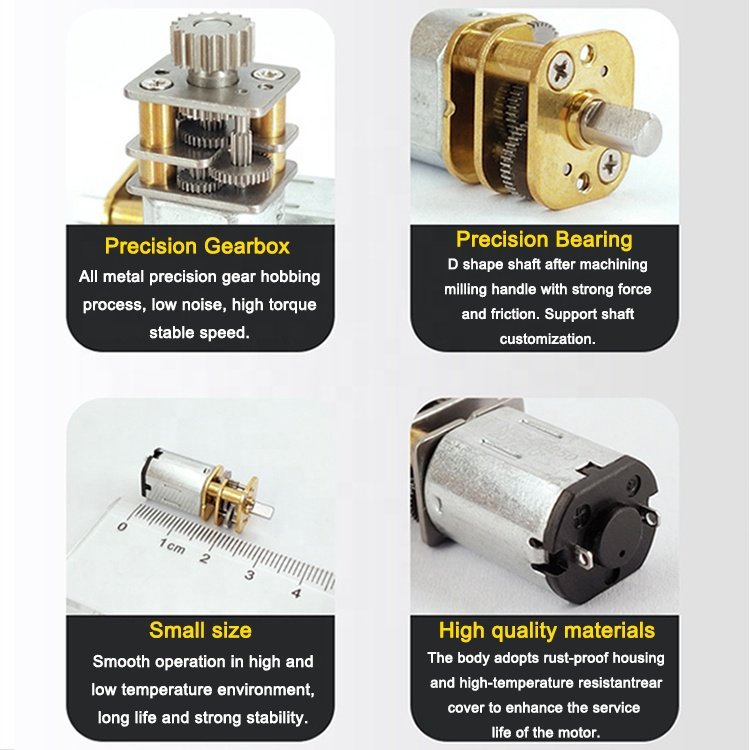 3d Printer Motor 12mm Low Speed N10 N20 N30 Mini Brushed 3V 6V 12V DC Spur Geared Motor With Optional Encoder