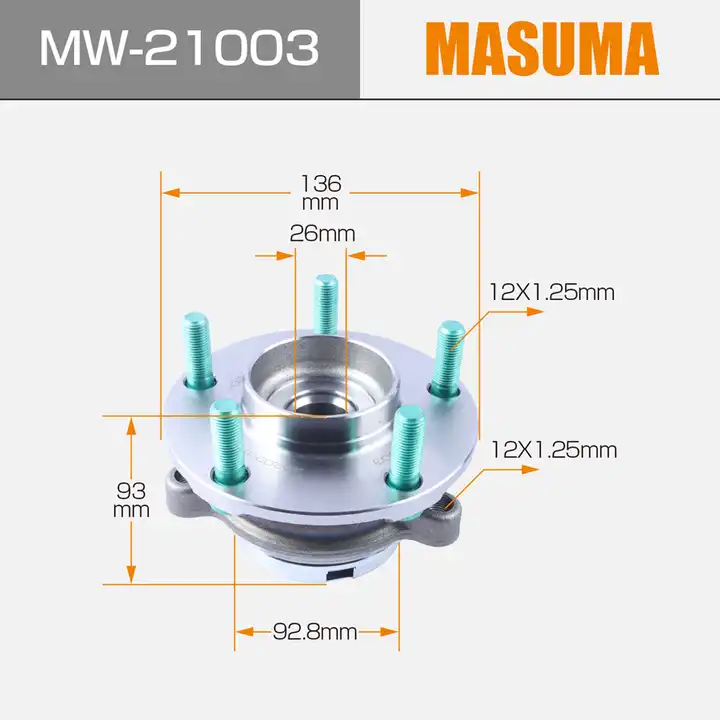 MW-21003 MASUMA Universal Parts Rear Wheel Hub Bearing Car Auto Parts Hub Wheel Front Rear Car Wheel Hun Unit for INFINITI FX35