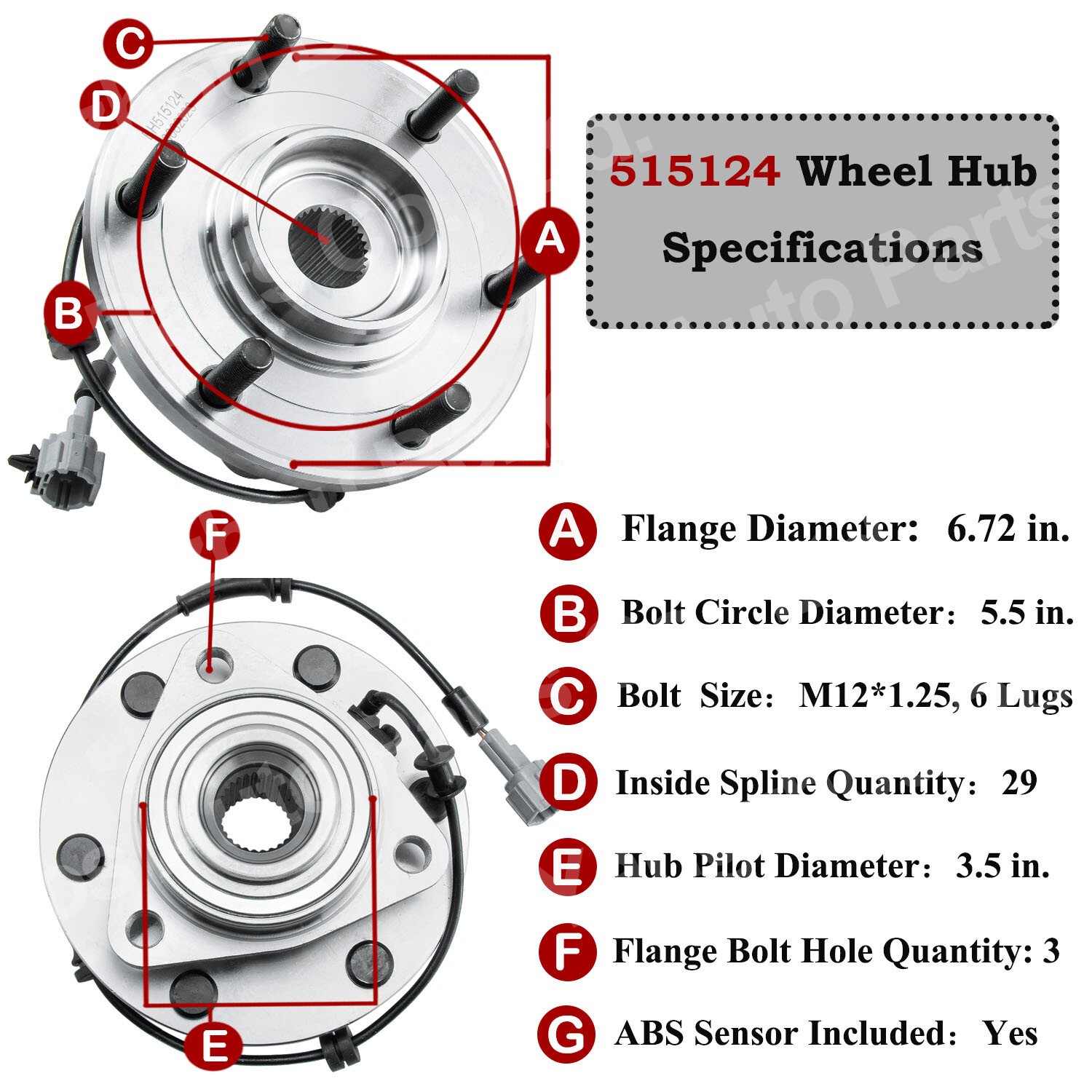 Front Wheel Hub Bearing for INFINITI QX56 Nissan Titan Armada 5.6L V8 2008-2012