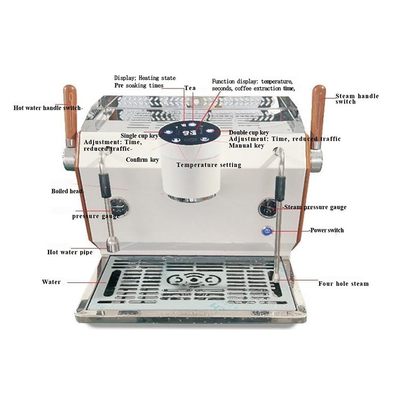 Professional Cappuccino Maker Electronic Semi-auto Single Head Espresso Coffee Machine Two Groups for Cafe 220v 110v