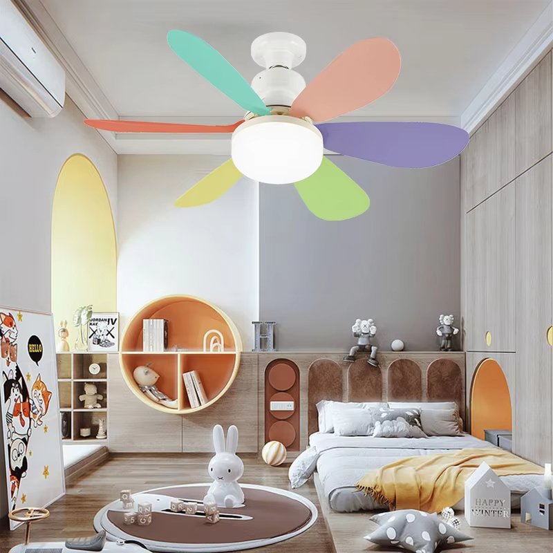 E27 Modern Kid 16 Inch LED Ceiling Fan Flower Shape Remote Control for Living Room Bedroom Decorative Fan Lamp for Bathroom Use