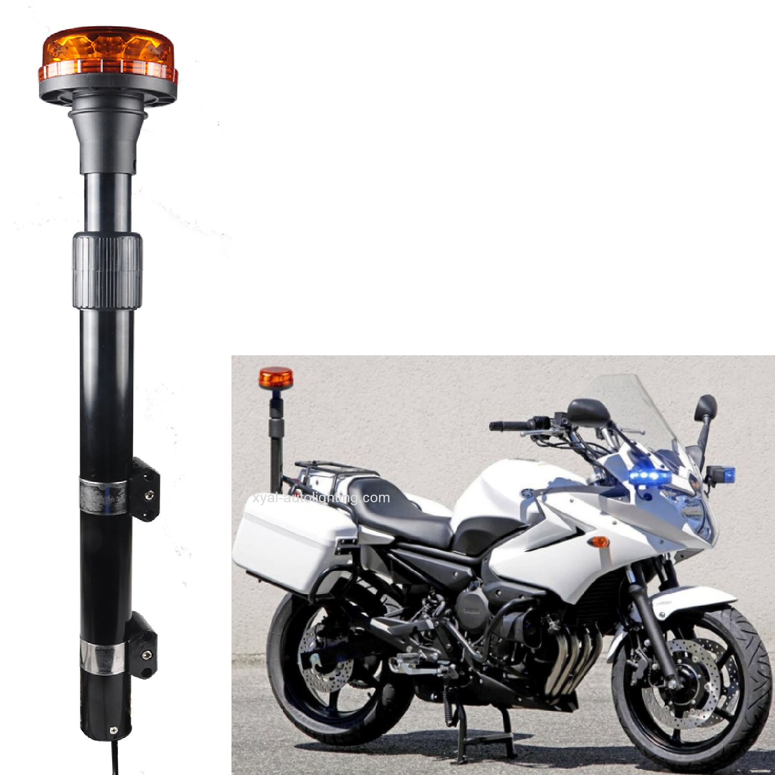 High Power 36W R65 SAE Red Blue Motorcycle Patrol Pole Lamp Emergency Motor Bike Telescopic Rear Beacon Led Warning Pole Light