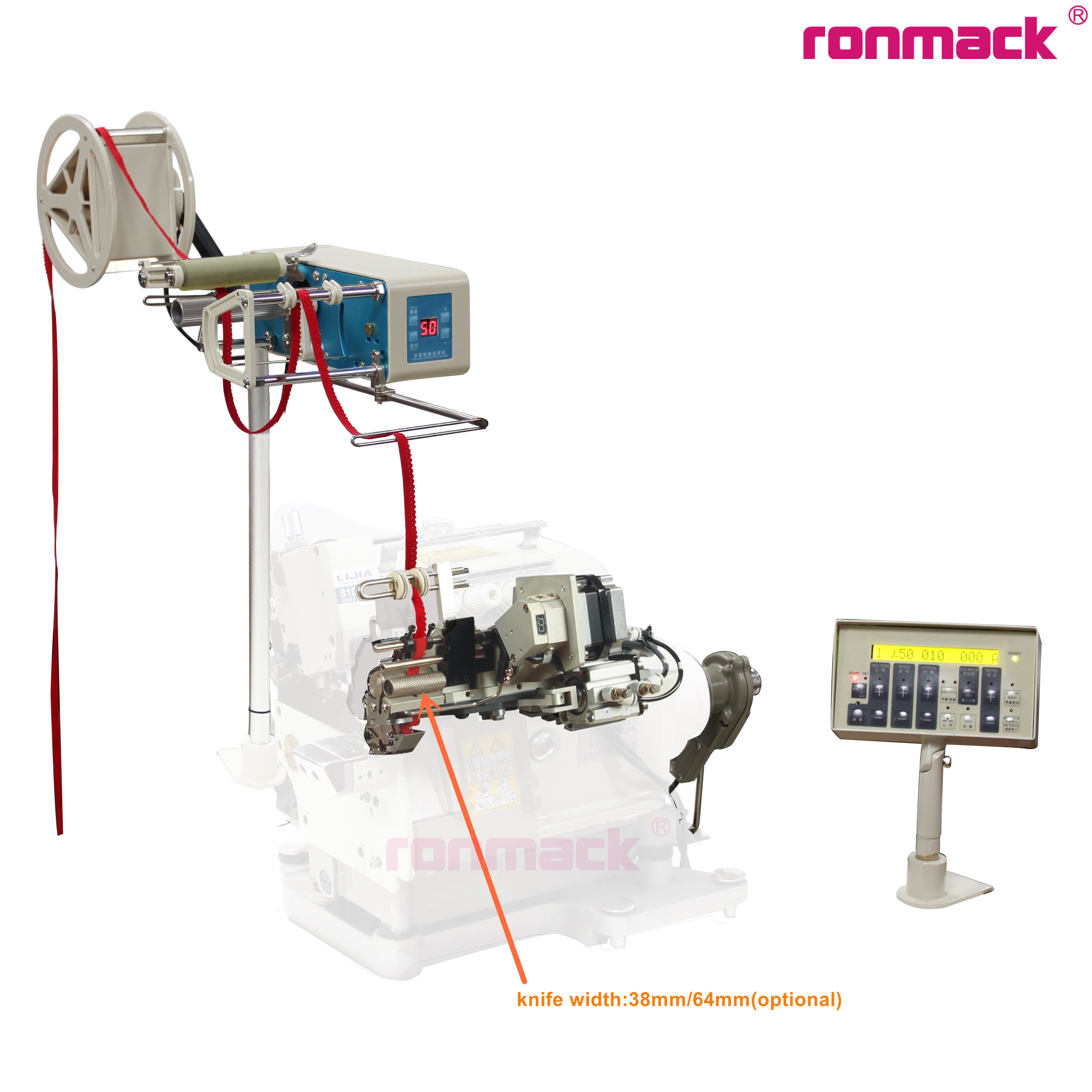 RONMACK RM-18K-UT Auto Feed Auto Cut Tension Type Metering Device Small Cylinder Bed Overlock Elastic Attaching Device