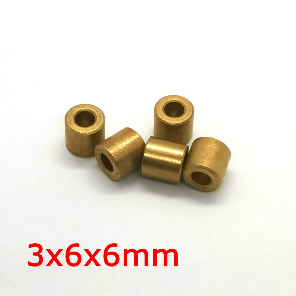 Small 030606 3x6x6mm Small Tiny Sleeve Copper Iron Alloy Plain Slide Bearing Bush Oil Sintred Bronze Bushing