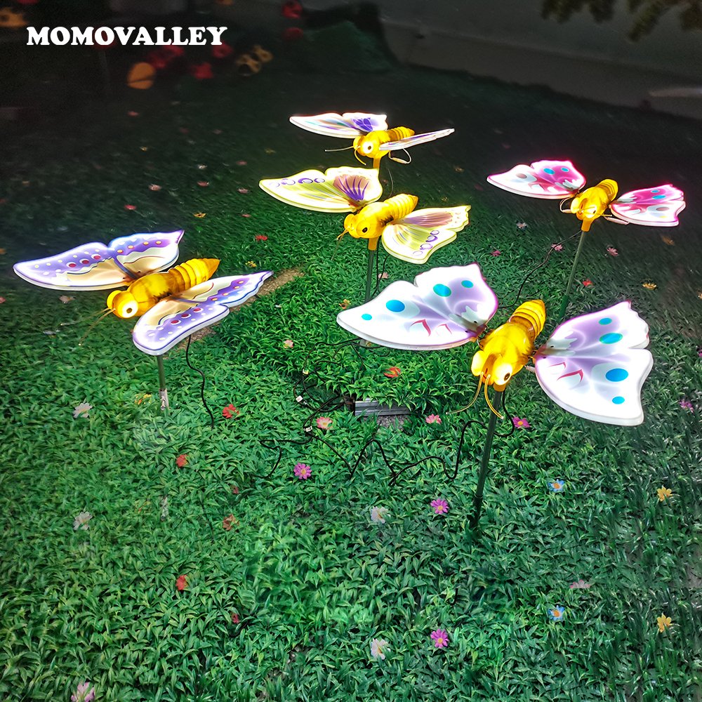 Momovalley Outdoor LGood Price 16W 47Cm Purple Led Moving Butterfly Decoration With Lights Decor for Christmas Parks