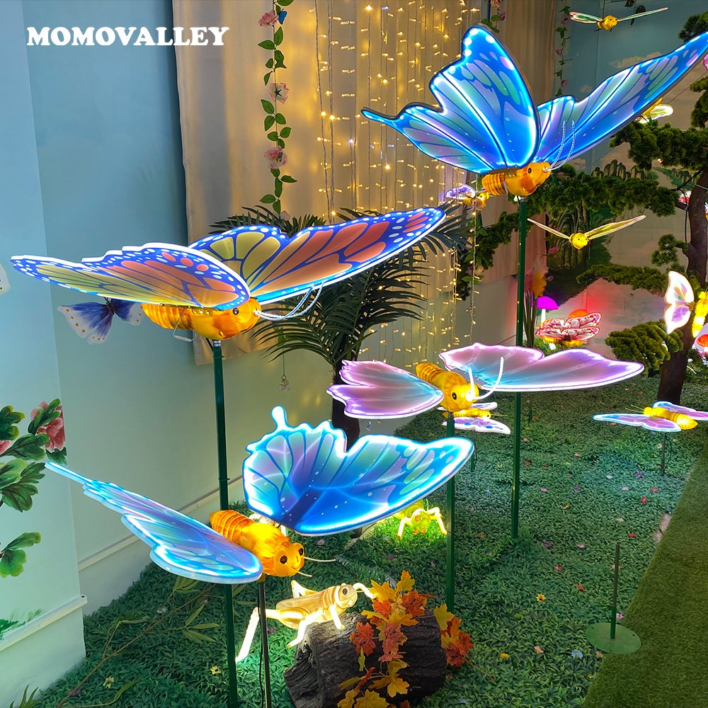 Momovalley Outdoor LGood Price 16W 47Cm Purple Led Moving Butterfly Decoration With Lights Decor for Christmas Parks