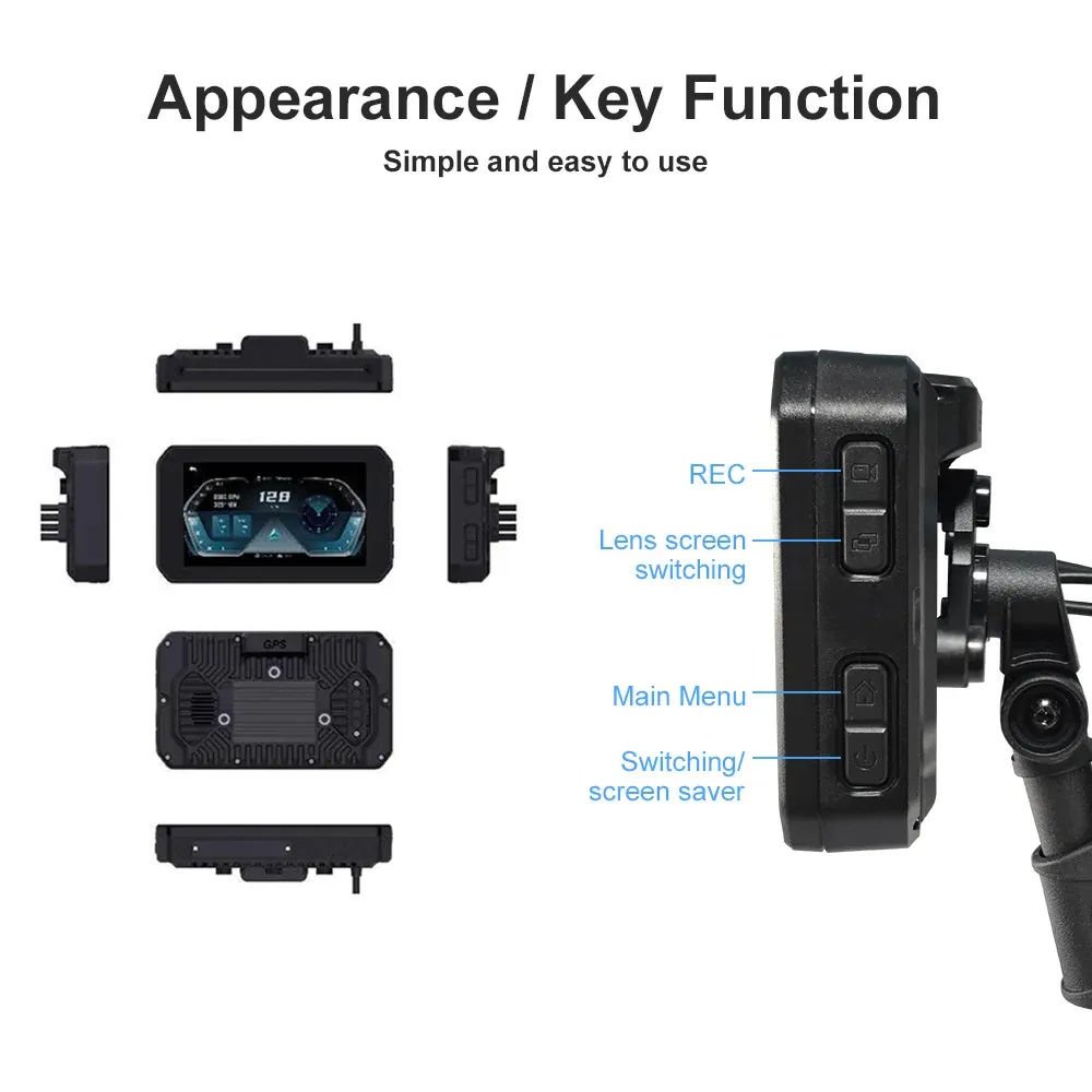 5-Inch Waterproof Carplay Screen for Motorcycle Bicycle GPS Navigation BT Wireless Android Auto Monitor IPX7 Carplay Compatible