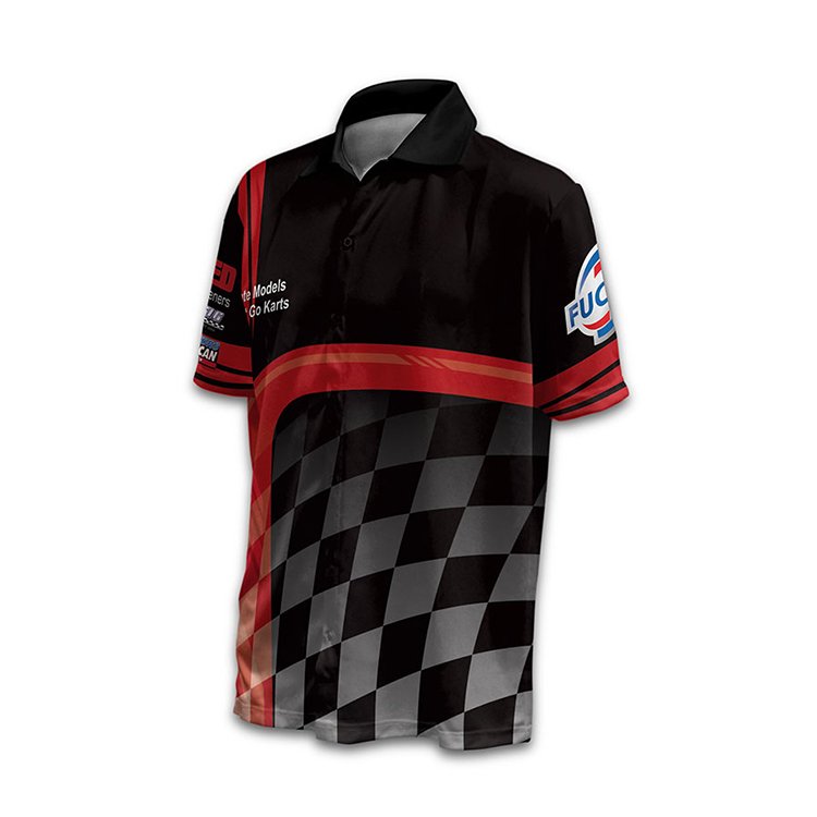 Fashion Custom Printed Design Sports Motorcycle Motor Cross Pit Shirt Pit Crew Motorbike Racing Shirt Zipper Shirt