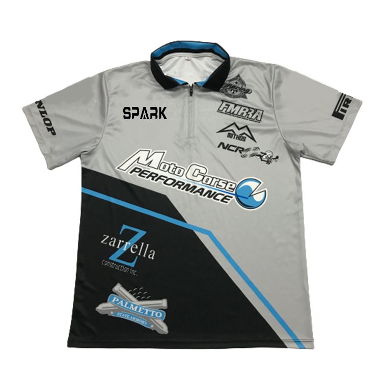 Fashion Custom Printed Design Sports Motorcycle Motor Cross Pit Shirt Pit Crew Motorbike Racing Shirt Zipper Shirt