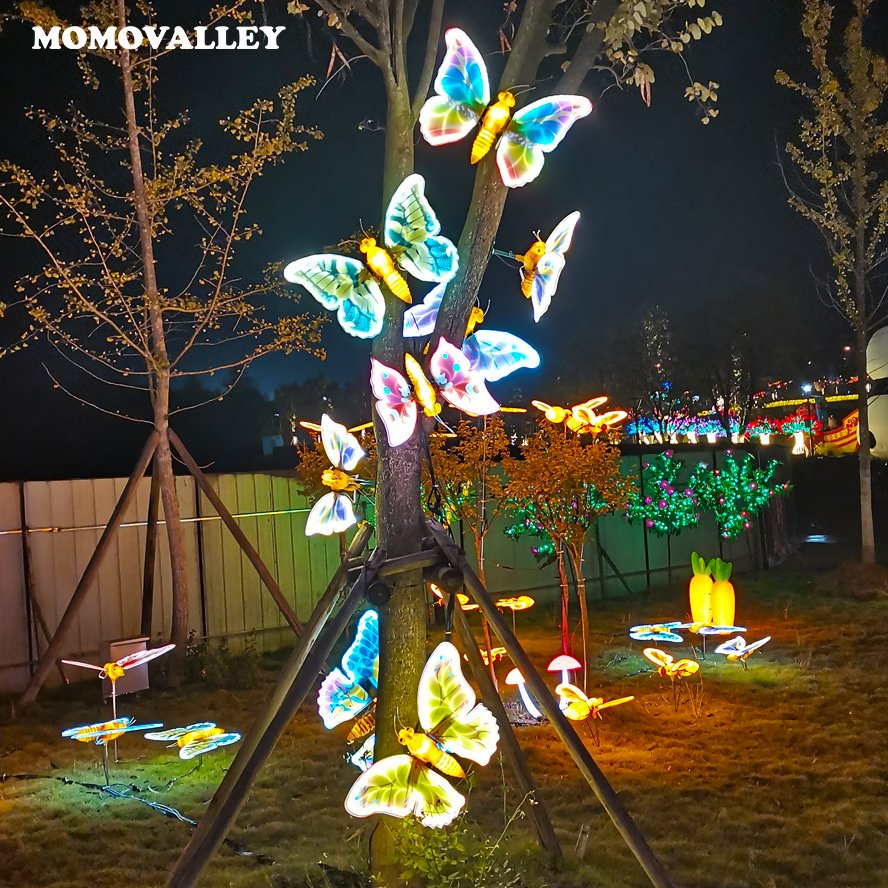2025 New 40cm White Outdoor Butterfly LED Light Midsummer Christmas and Halloween Decoration Motif Light for Park Landscapes