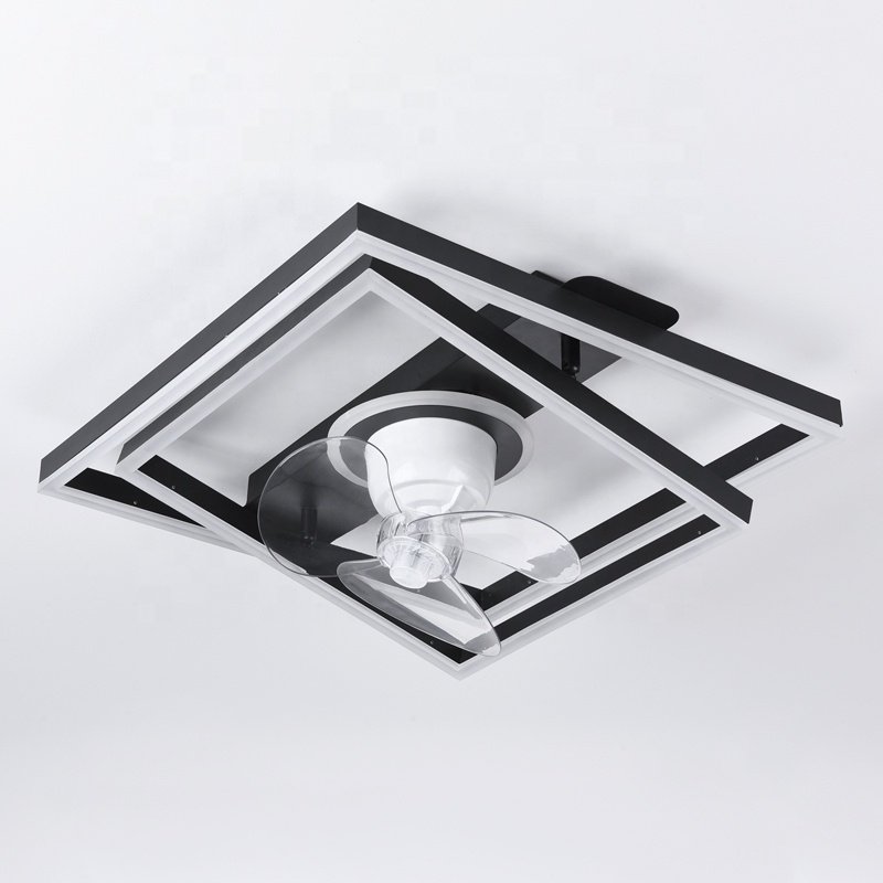 2024 New Modern Simplified 758 Square Bedroom Fan DC Motor 360° Rotating Shake Head Feature Remote Control Switch Included