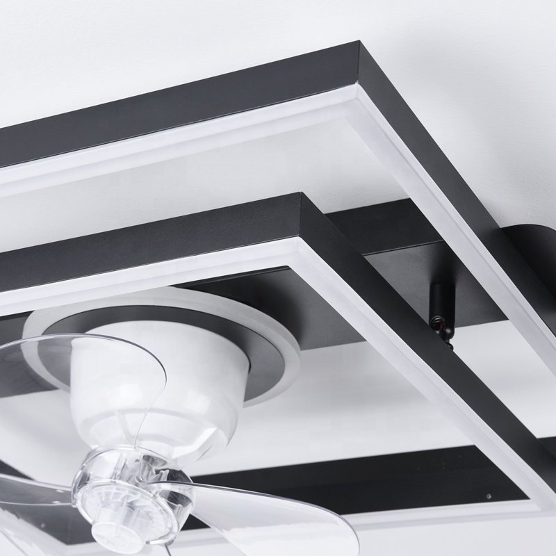 2024 New Modern Simplified 758 Square Bedroom Fan DC Motor 360° Rotating Shake Head Feature Remote Control Switch Included