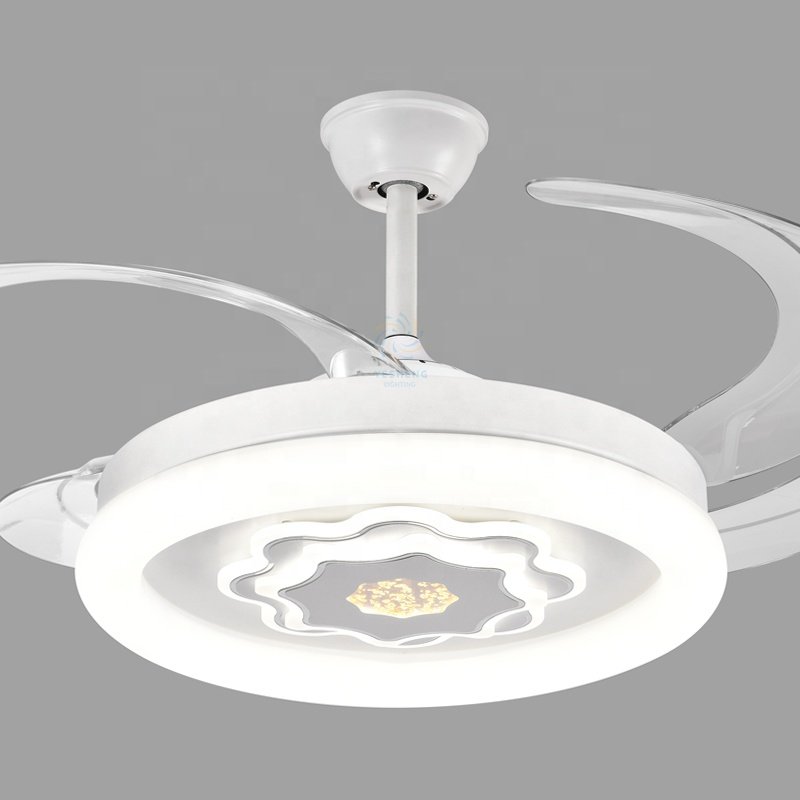 Y055 42-Inch Wave Shaped LED Light Invisible Bladeless Remote Control Fan DC Motor for Bedroom 110-220V Decorative Fan