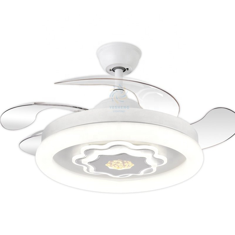 Y055 42-Inch Wave Shaped LED Light Invisible Bladeless Remote Control Fan DC Motor for Bedroom 110-220V Decorative Fan