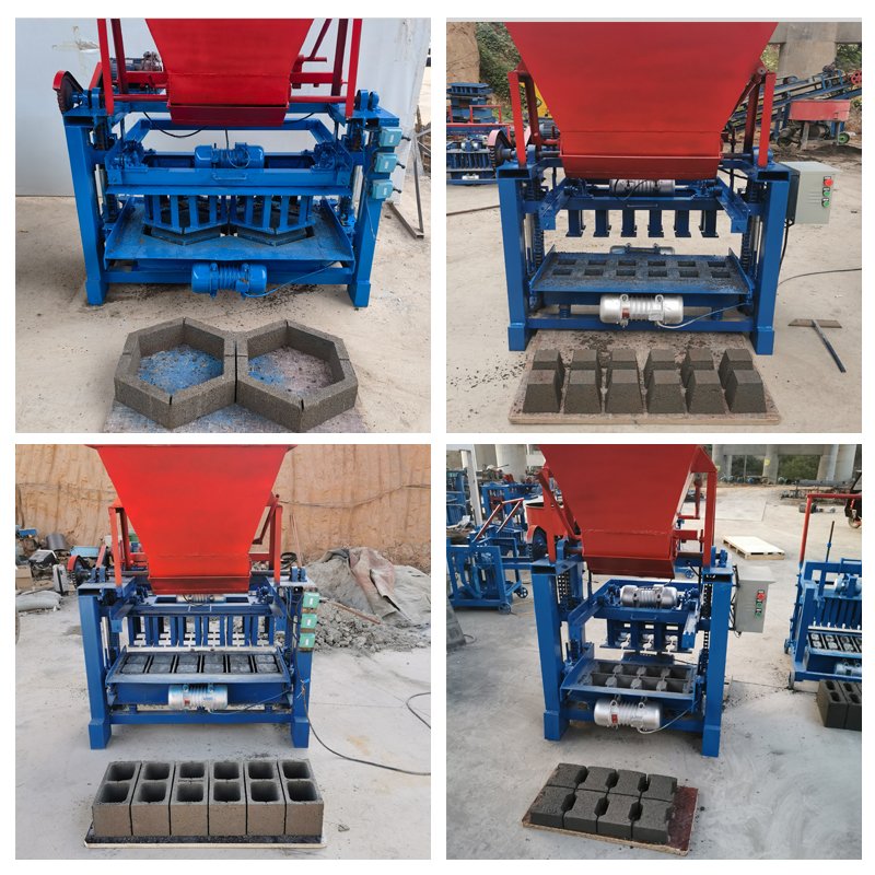 KM4-35 Semi-automatic Cement Brick Making Machine with Hopper. Firing Free Brick Making Machine with Mixer and Conveyor.