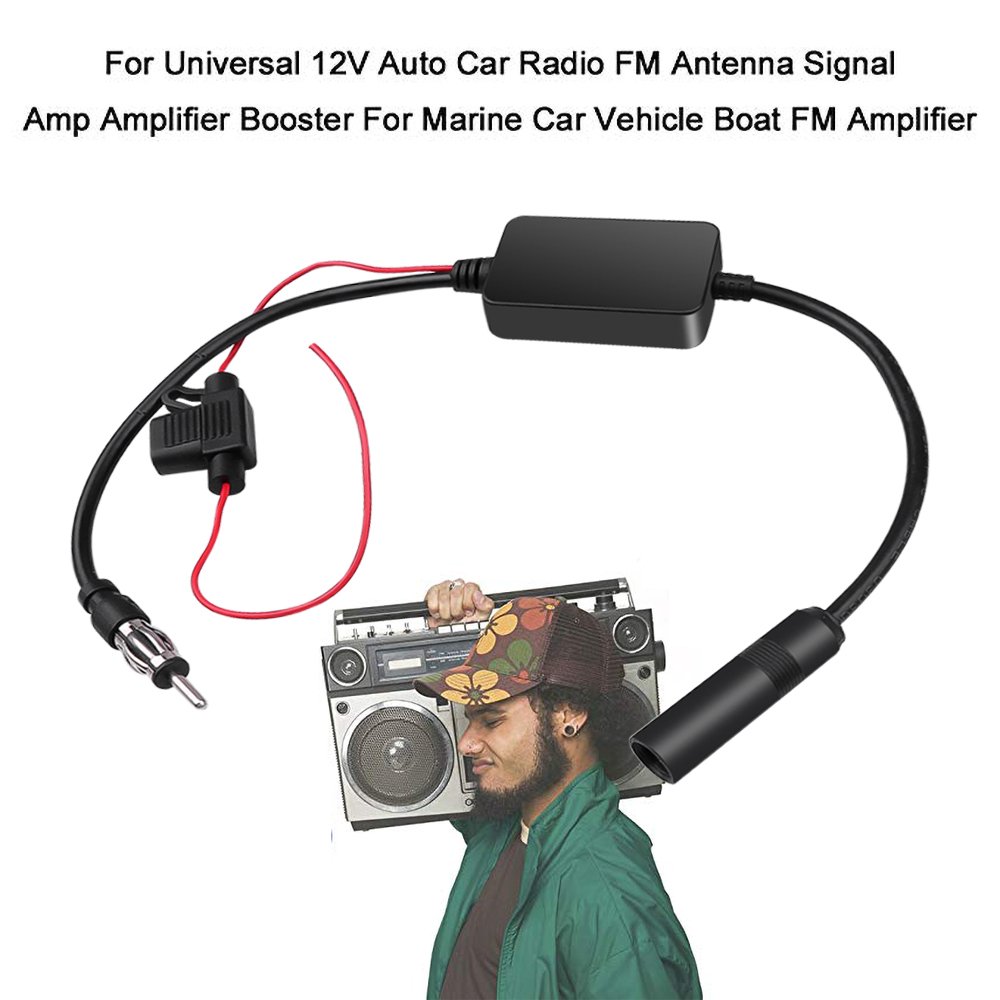 12V Car Radio FM Antenna Signal Booster Amplifier for Marine Car Vehicle FM amplifier 88-108MHz Radio Antenna