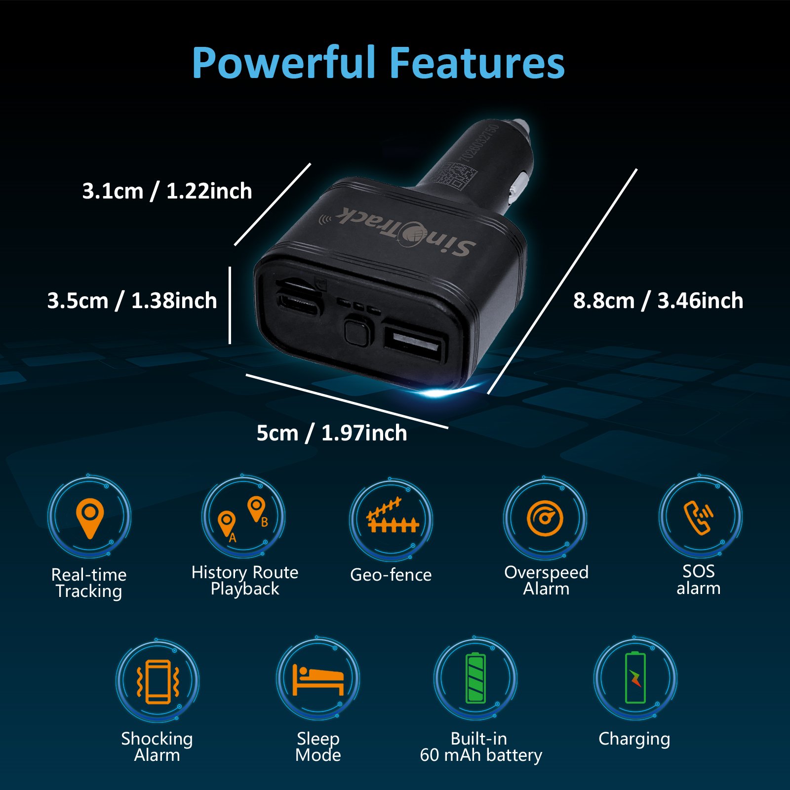 SinoTrack ST-909 9~24V 2.4A Smart Mini Dual USB Fast Charge GPS Tracker Insert to Car Cigarette Lighter
