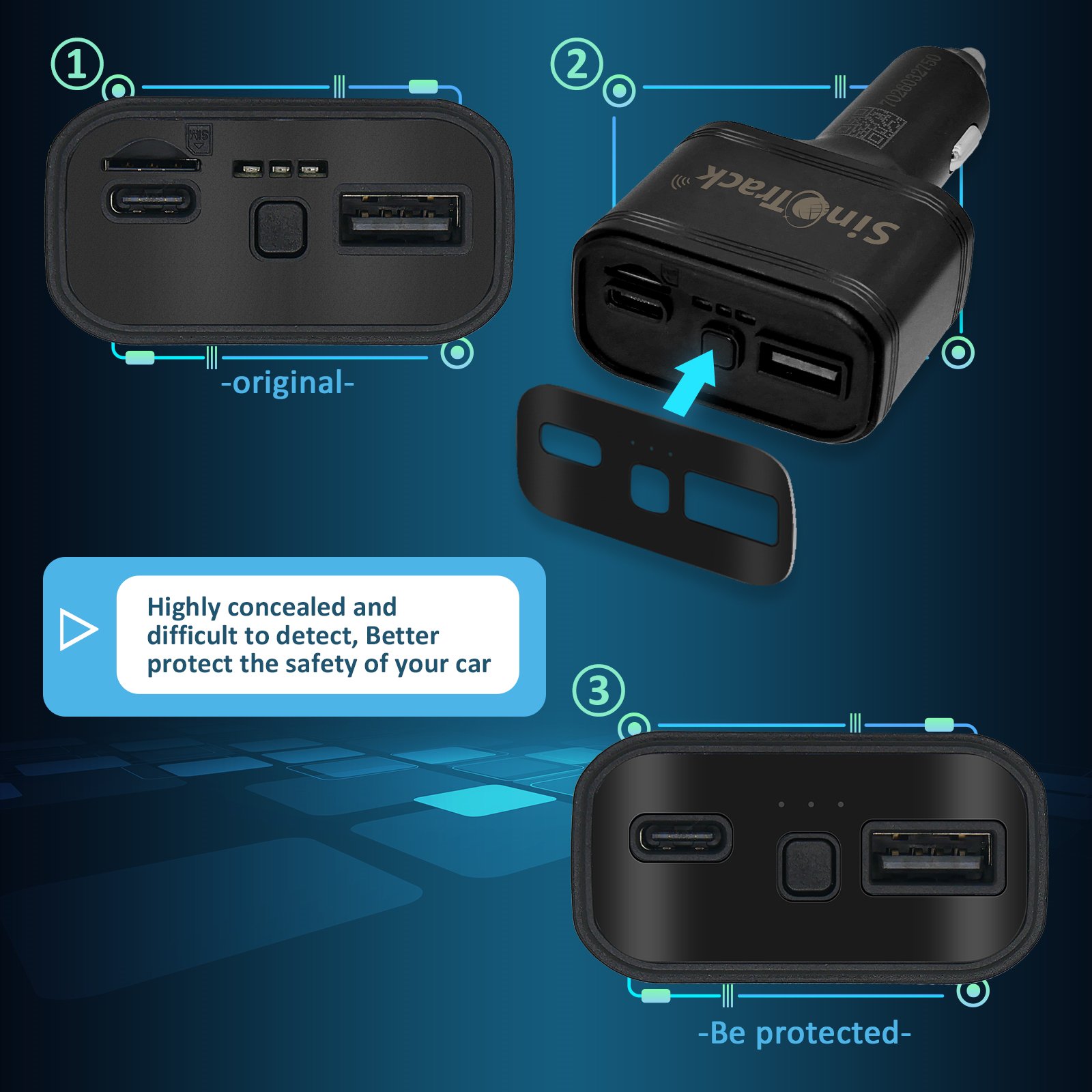 SinoTrack ST-909 9~24V 2.4A Smart Mini Dual USB Fast Charge GPS Tracker Insert to Car Cigarette Lighter