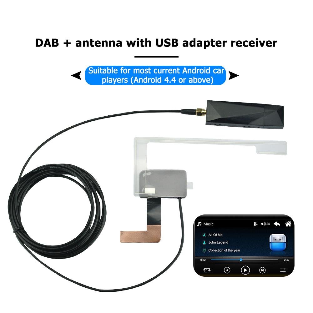 Dab Radio Receiver In Car Antenna Digital DAB+ Adapter Aux Tuner Box Audio USB Amplified Loop Antenna Android Decoding Radios