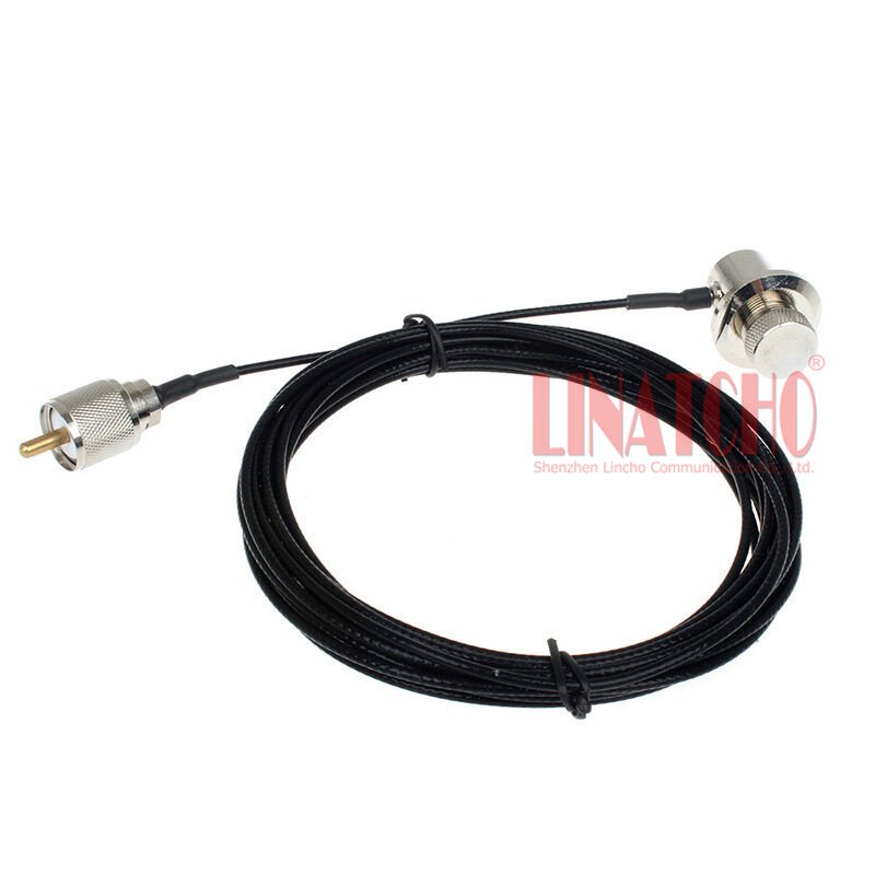 5 Meters Low Loss Black RG316 PL259 to SO239 Right Angle Car Two Way Radio Antenna M UHF Cable