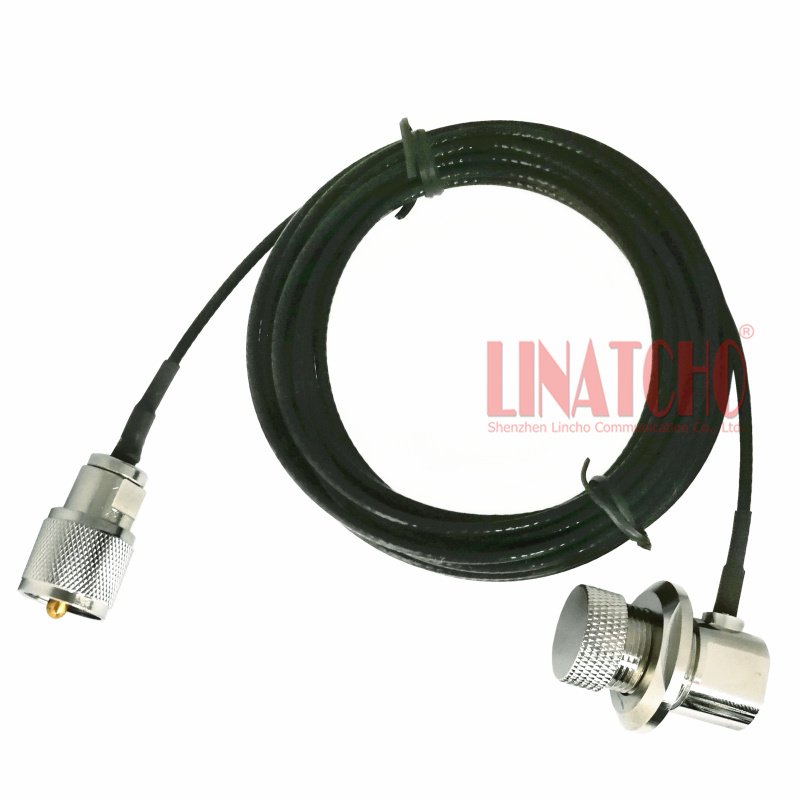 5 Meters Low Loss Black RG316 PL259 to SO239 Right Angle Car Two Way Radio Antenna M UHF Cable