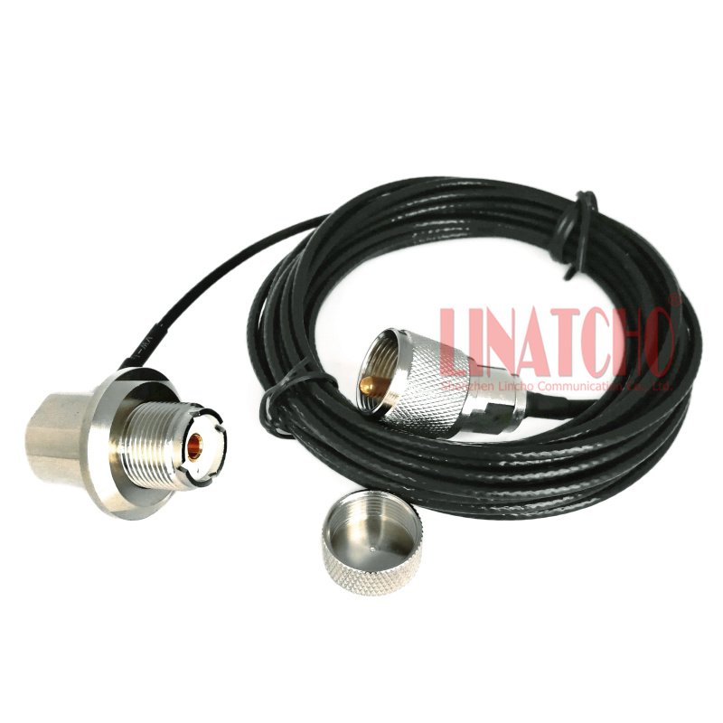 5 Meters Low Loss Black RG316 PL259 to SO239 Right Angle Car Two Way Radio Antenna M UHF Cable