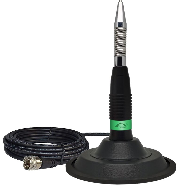 High-Performance 27MHz Mobile CB Antenna with Strong Magnetic Base - Durable 17-7PH Stainless Steel Whip for Trucks & Cars