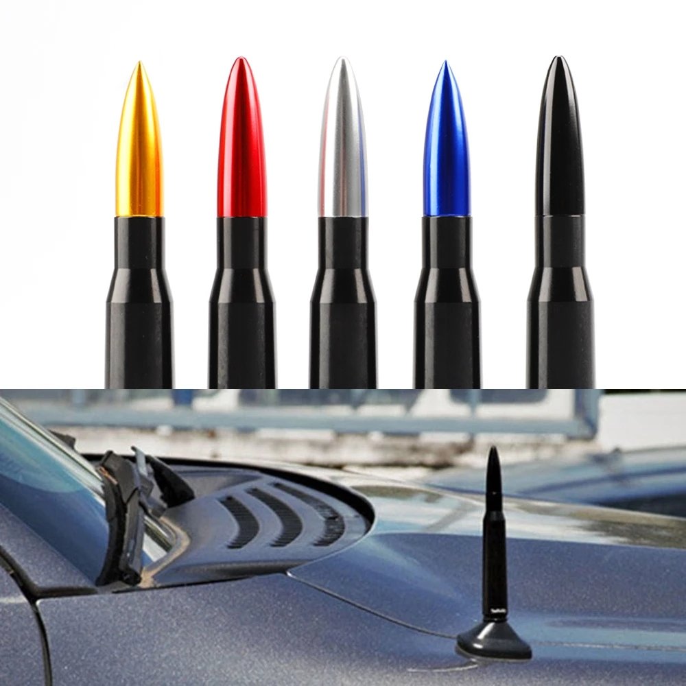 Universal Aluminium Car SUV Bullet Antenna Anti Theft Copper Coil Bullet Short Antenna Kit