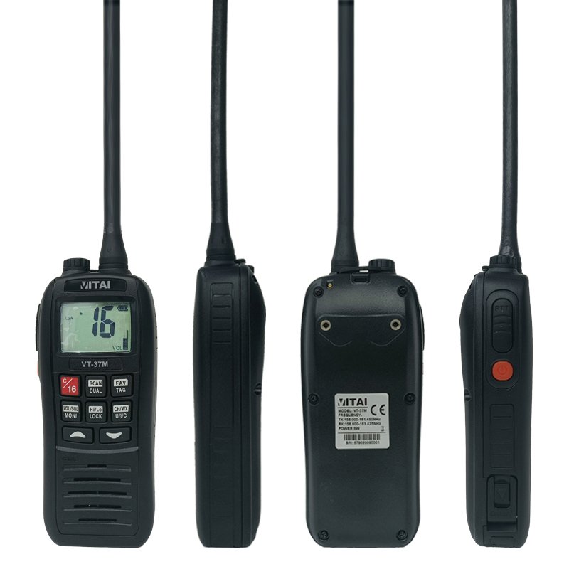 VITAI VT-37M Marine Radio VHF Marine Radio IPX7 Waterproof 1500mAh Li-ion Battery Analog Two Way Radio