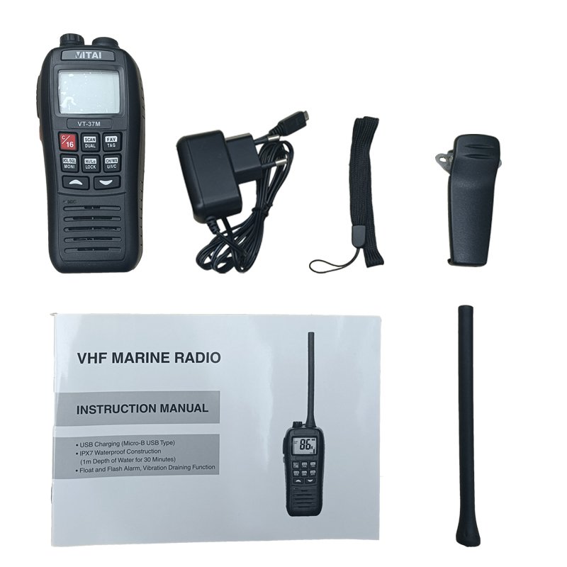 VITAI VT-37M Marine Radio VHF Marine Radio IPX7 Waterproof 1500mAh Li-ion Battery Analog Two Way Radio