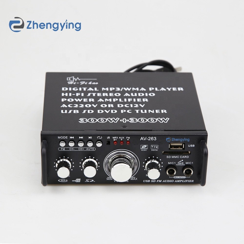 Home Digital Amplifiers Audio 110-220V Bass Audio Power BT Amplifier Hifi FM Auto Music Car Subwoofer Speakers AV-263BT