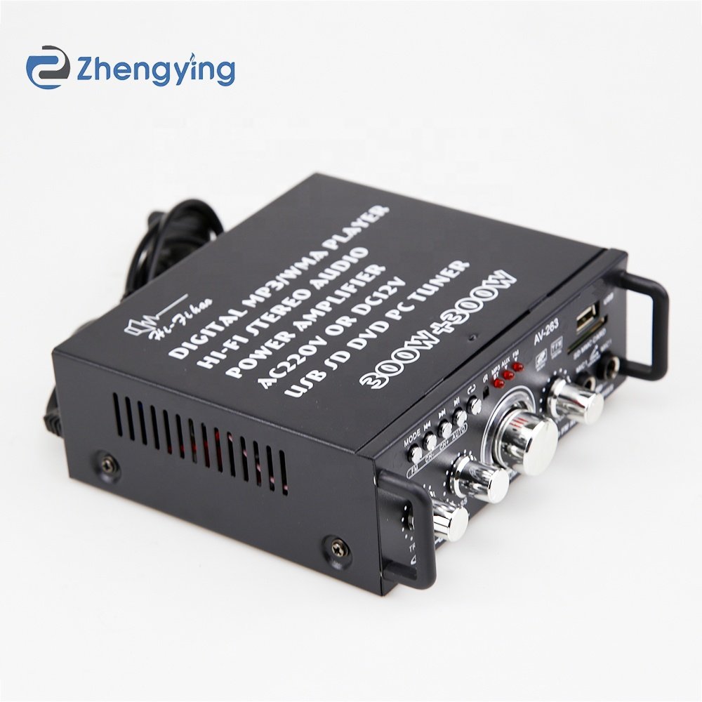 Home Digital Amplifiers Audio 110-220V Bass Audio Power BT Amplifier Hifi FM Auto Music Car Subwoofer Speakers AV-263BT