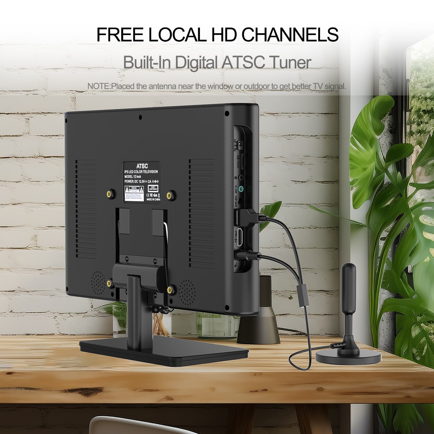 11.6 Inch 1080p Ips USB Screen Rechargeable Battery Operated Portable TV With Antenna