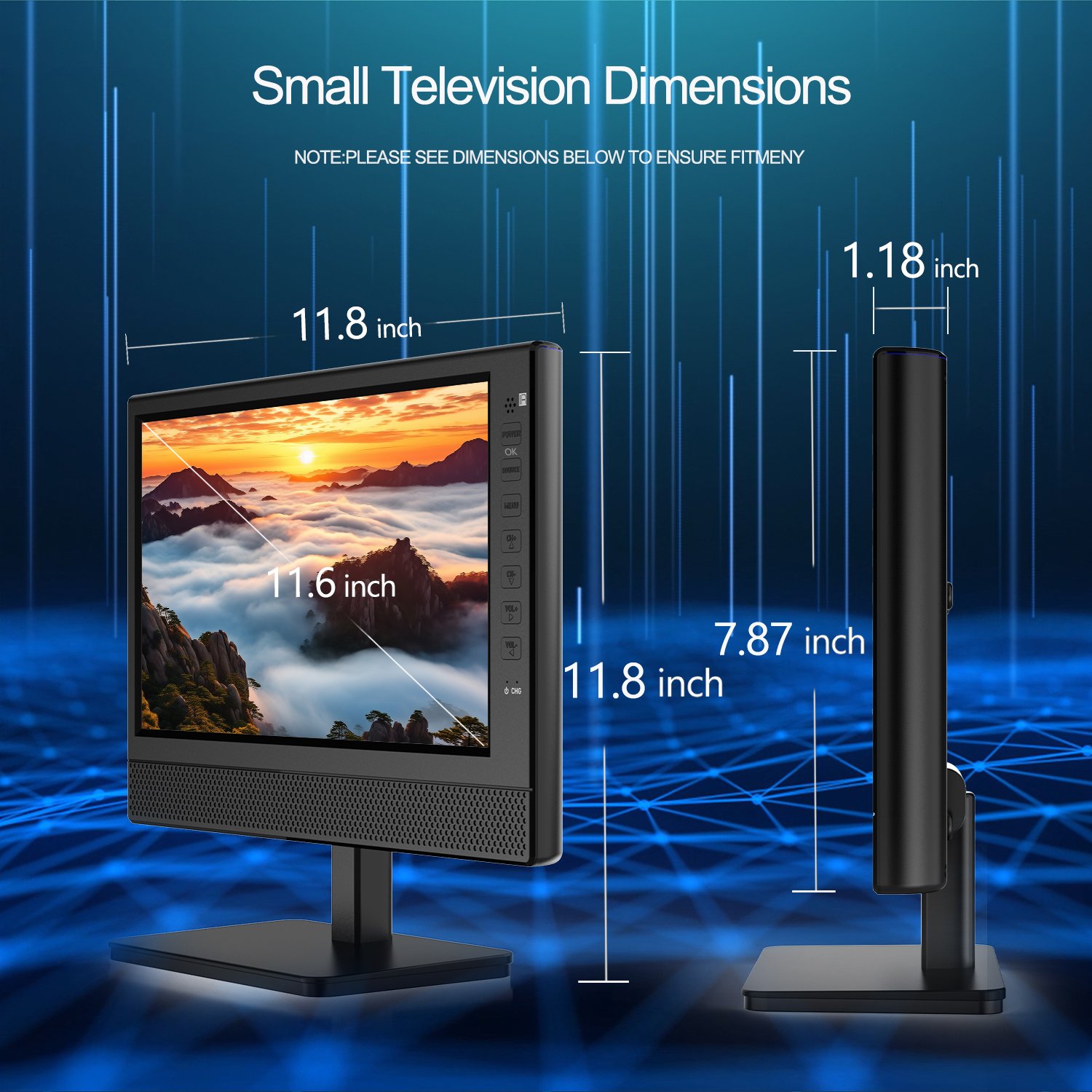 11.6 Inch 1080p Ips USB Screen Rechargeable Battery Operated Portable TV With Antenna