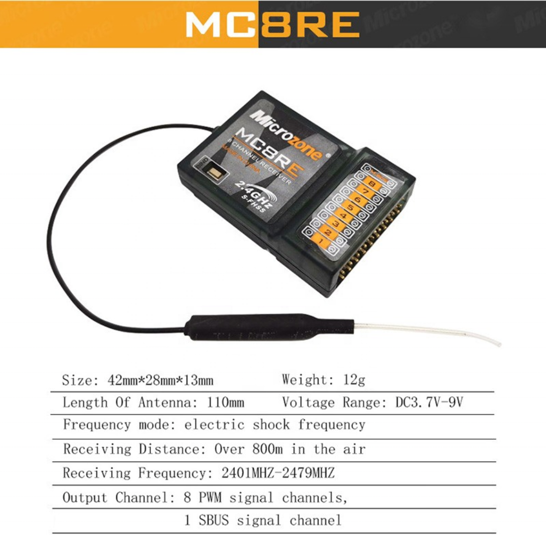 Microzone MIni Receiver 6CH Drones Accessories MC6RE MC7RE MC8RE for MC6C MC8B Controller Transmitter 6 Channel Radio Receiver