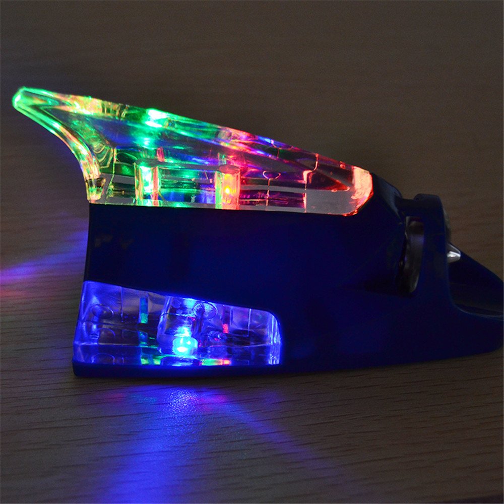 Car Truck Wind Powered LED Light Roof Antenna Shark Fin Safe Warning Flash Lamp