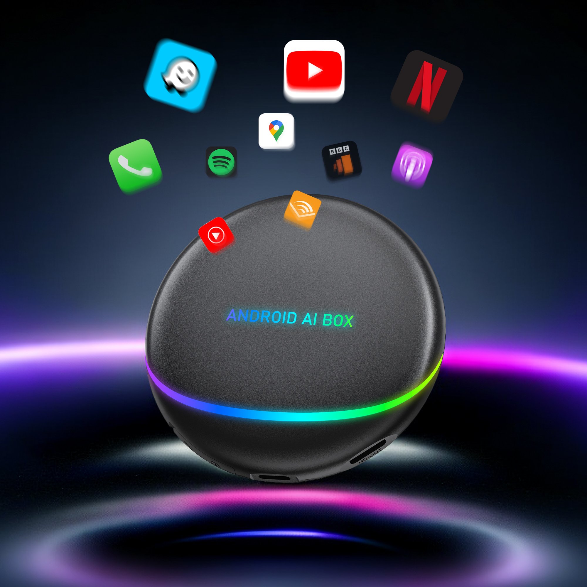 Ottocast Customized Android Smart Box Wireless Carplay and Android Auto Adapter Wireless Android Auto Wired Car Play for Cars