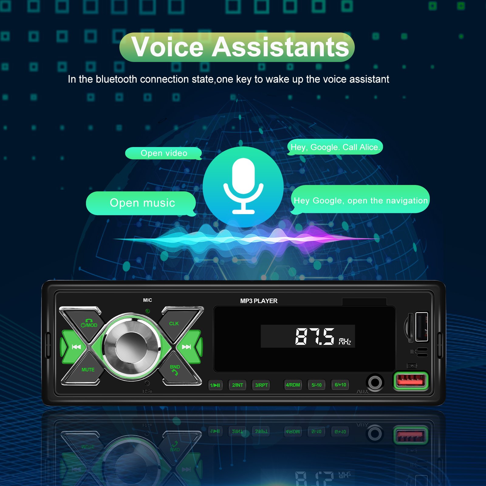 Podofo 1Din 7.0'' Car Radio MP3 Player Car Stereo Audio Radio Double BT Music SD FM USB ISO AUX Charging Voice Assistant APP