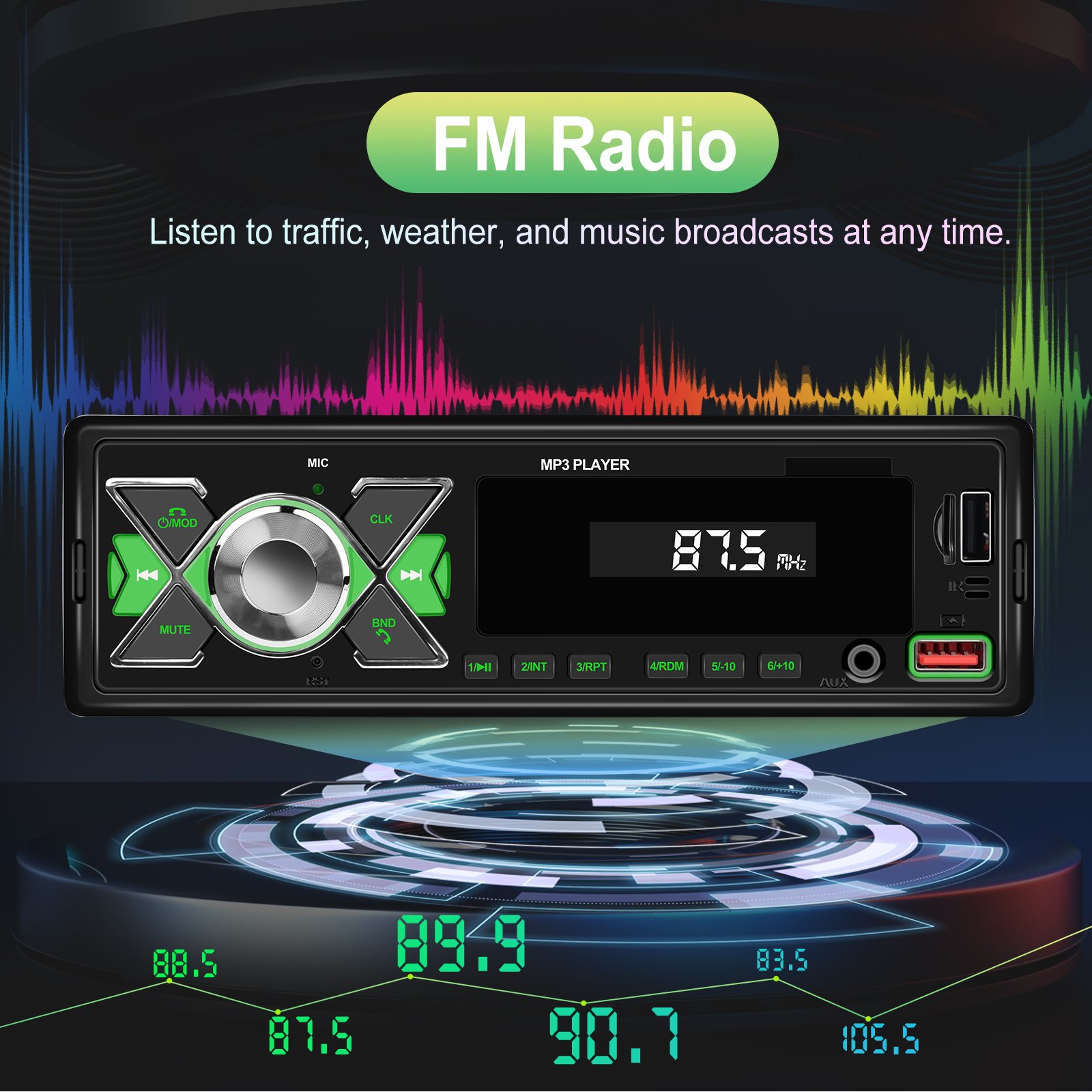 Podofo 1Din 7.0'' Car Radio MP3 Player Car Stereo Audio Radio Double BT Music SD FM USB ISO AUX Charging Voice Assistant APP
