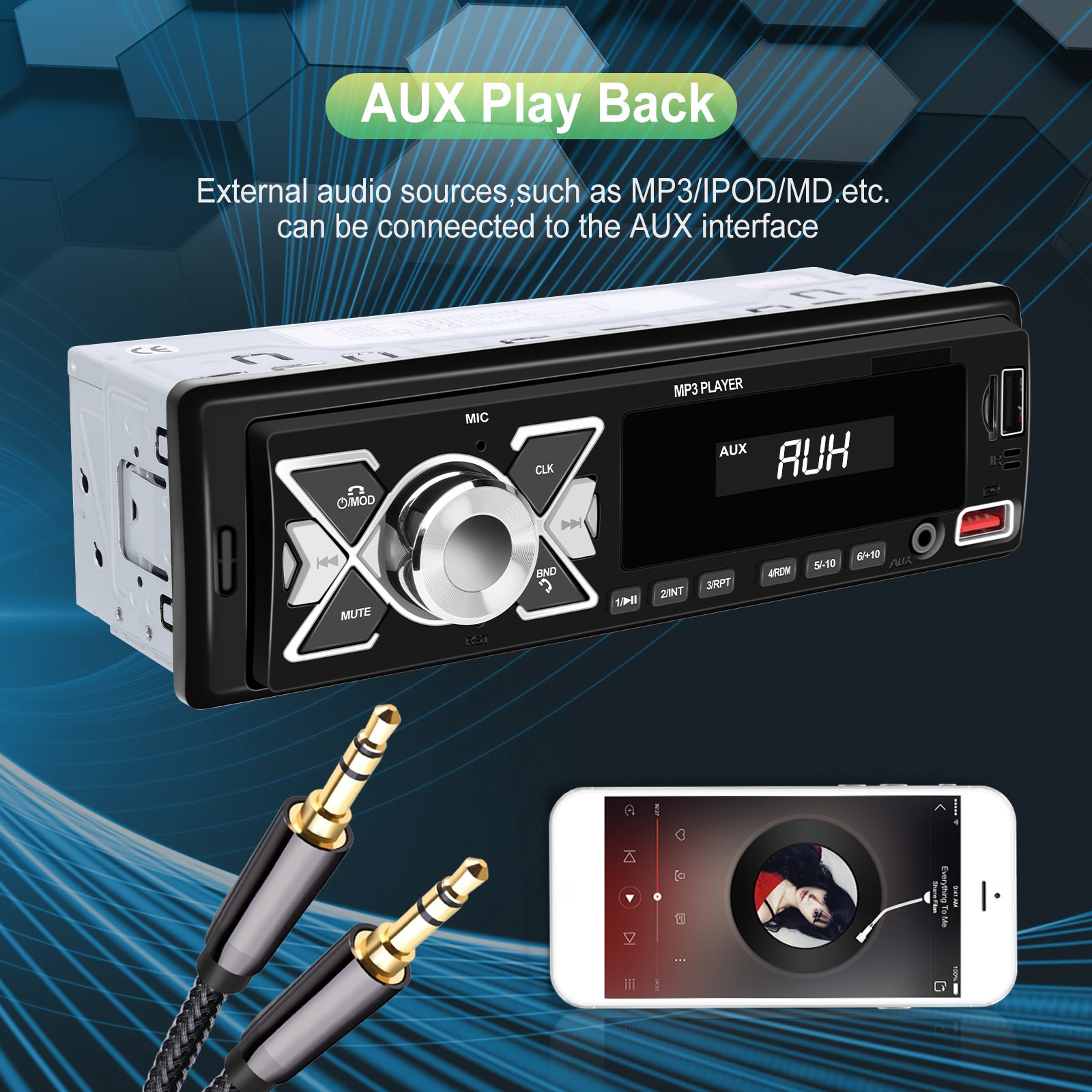 Podofo 1Din 7.0'' Car Radio MP3 Player Car Stereo Audio Radio Double BT Music SD FM USB ISO AUX Charging Voice Assistant APP