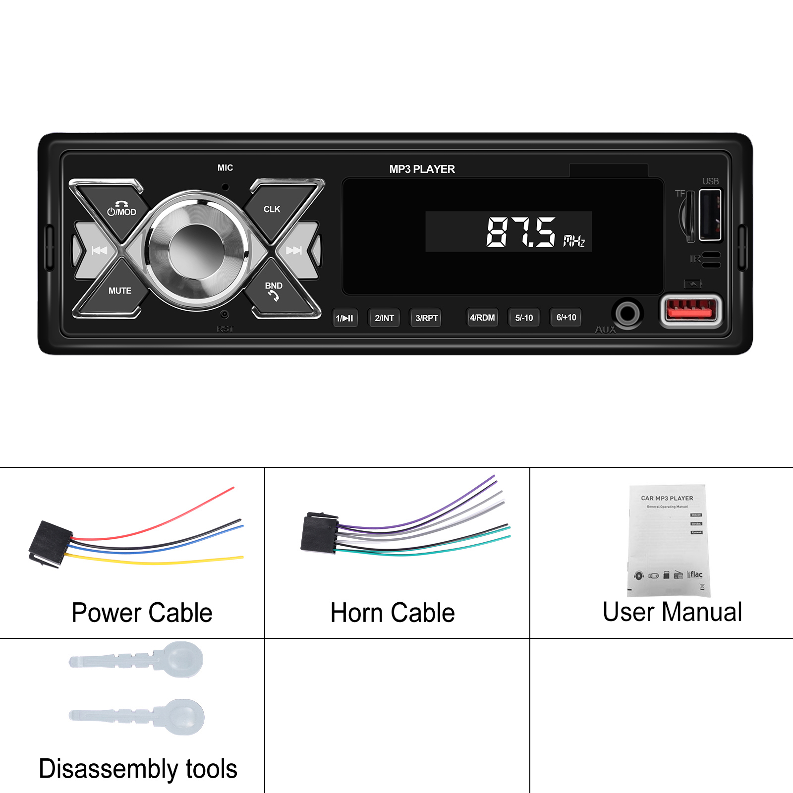 Podofo 1Din 7.0'' Car Radio MP3 Player Car Stereo Audio Radio Double BT Music SD FM USB ISO AUX Charging Voice Assistant APP