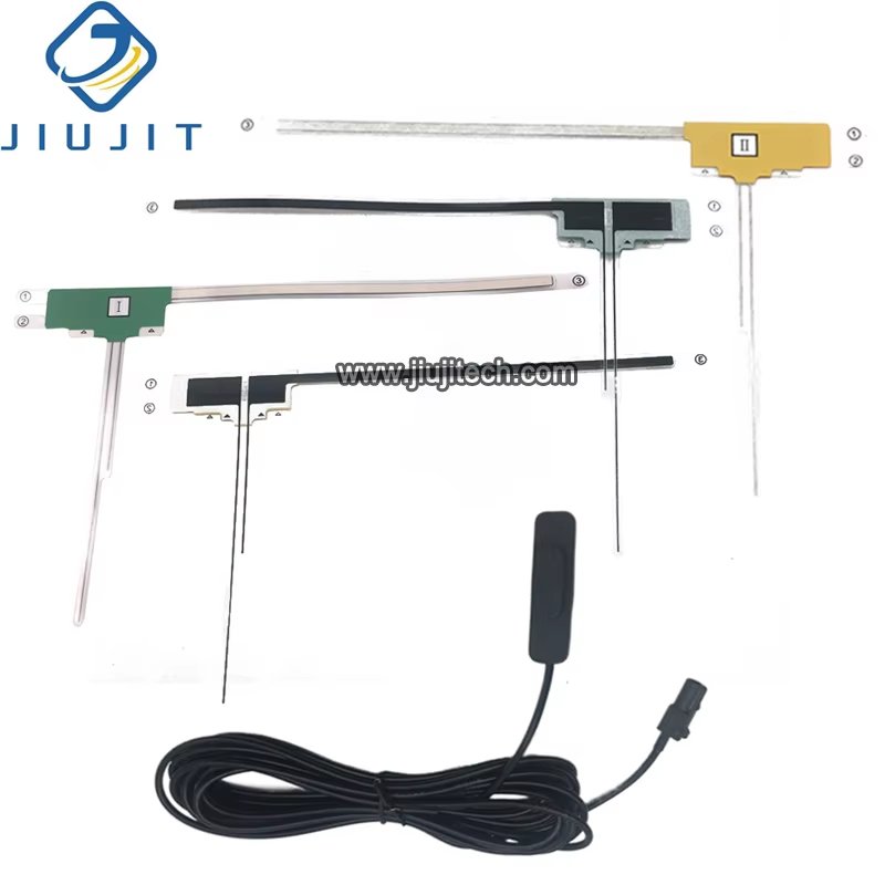 Auto TV Antenna 5M 1.5C-2V HF201 Connector With 2 Yellow 2 Green Film Antenna For Car