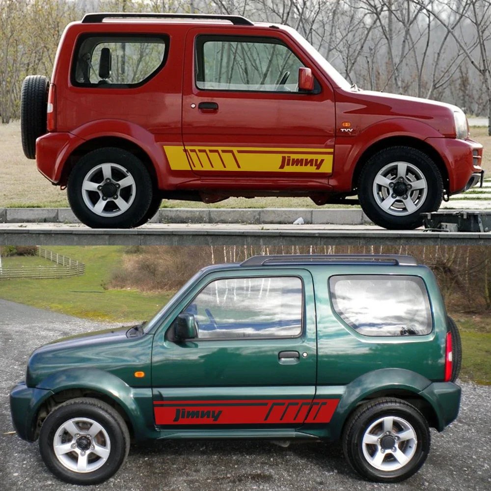 2pcs Car Door Both Side Skirt Stickers for Suzuki Jimny Auto Stripe Vinyl Film PVC Automobiles Decoration Decals Car Accessories