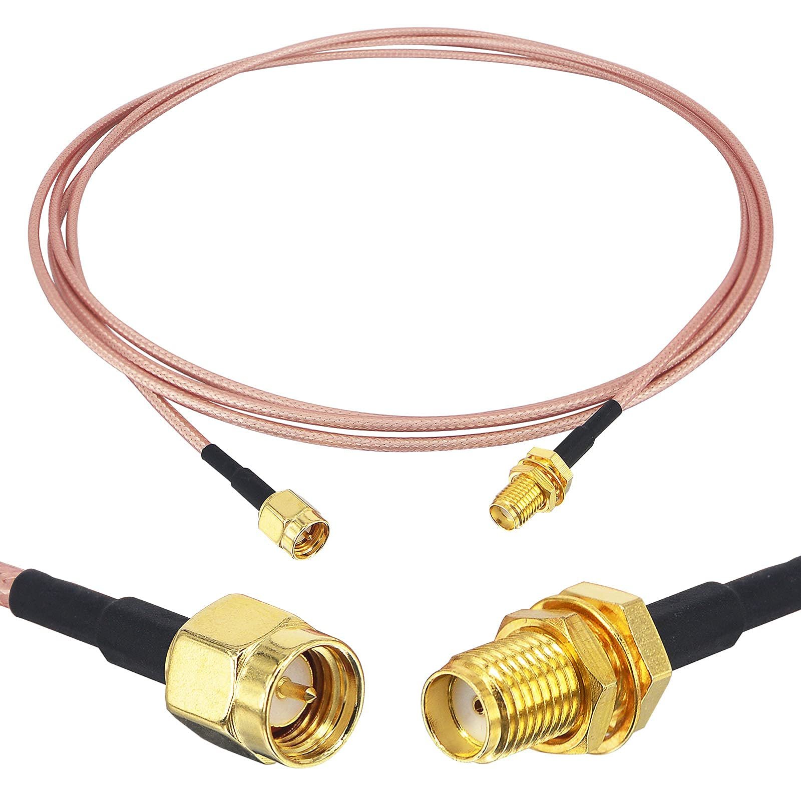 SMAA Male to SMAA Female Bulkhead Mount RF Connector RG316 Cable 2M 6.5Ft for Handheld Ham Radio 4G LTE Router Gateway Ce