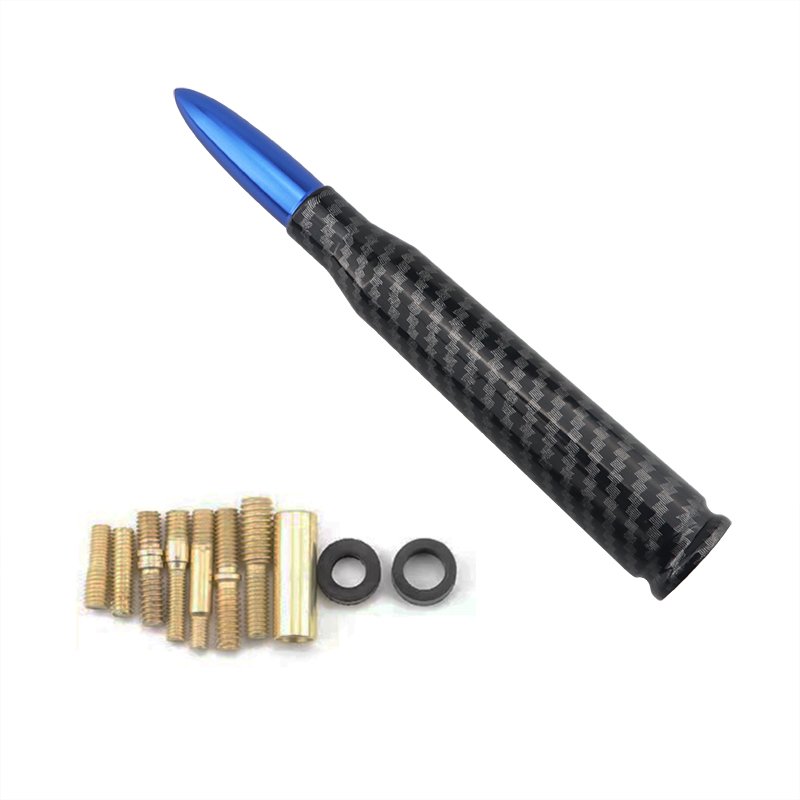Automotive Carbon Fiber Bullet Antenna Anti-theft Copper Coil Bullet Short Antenna Kit Universal Converter Aluminum Alloy for Al