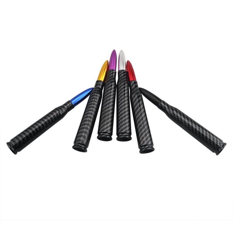 Automotive Carbon Fiber Bullet Antenna Anti-theft Copper Coil Bullet Short Antenna Kit Universal Converter Aluminum Alloy for Al