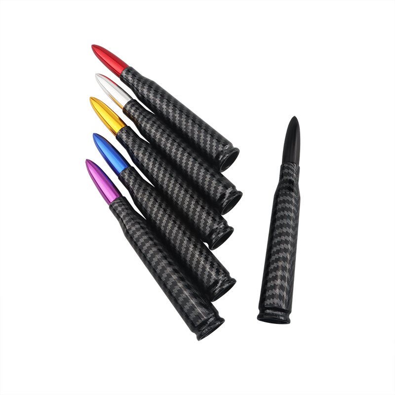 Automotive Carbon Fiber Bullet Antenna Anti-theft Copper Coil Bullet Short Antenna Kit Universal Converter Aluminum Alloy for Al